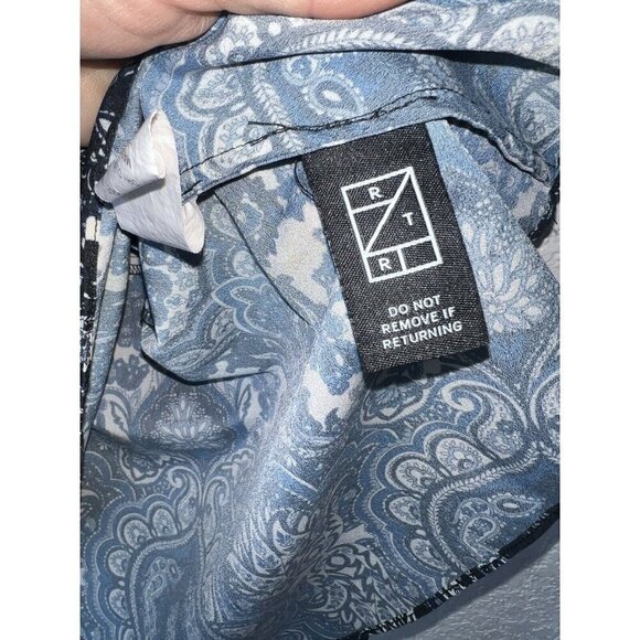 Shoshanna Floral Paisley Boho Tie Blouse Rent The Runway Medium Blue Blk. X1 - Picture 4 of 8